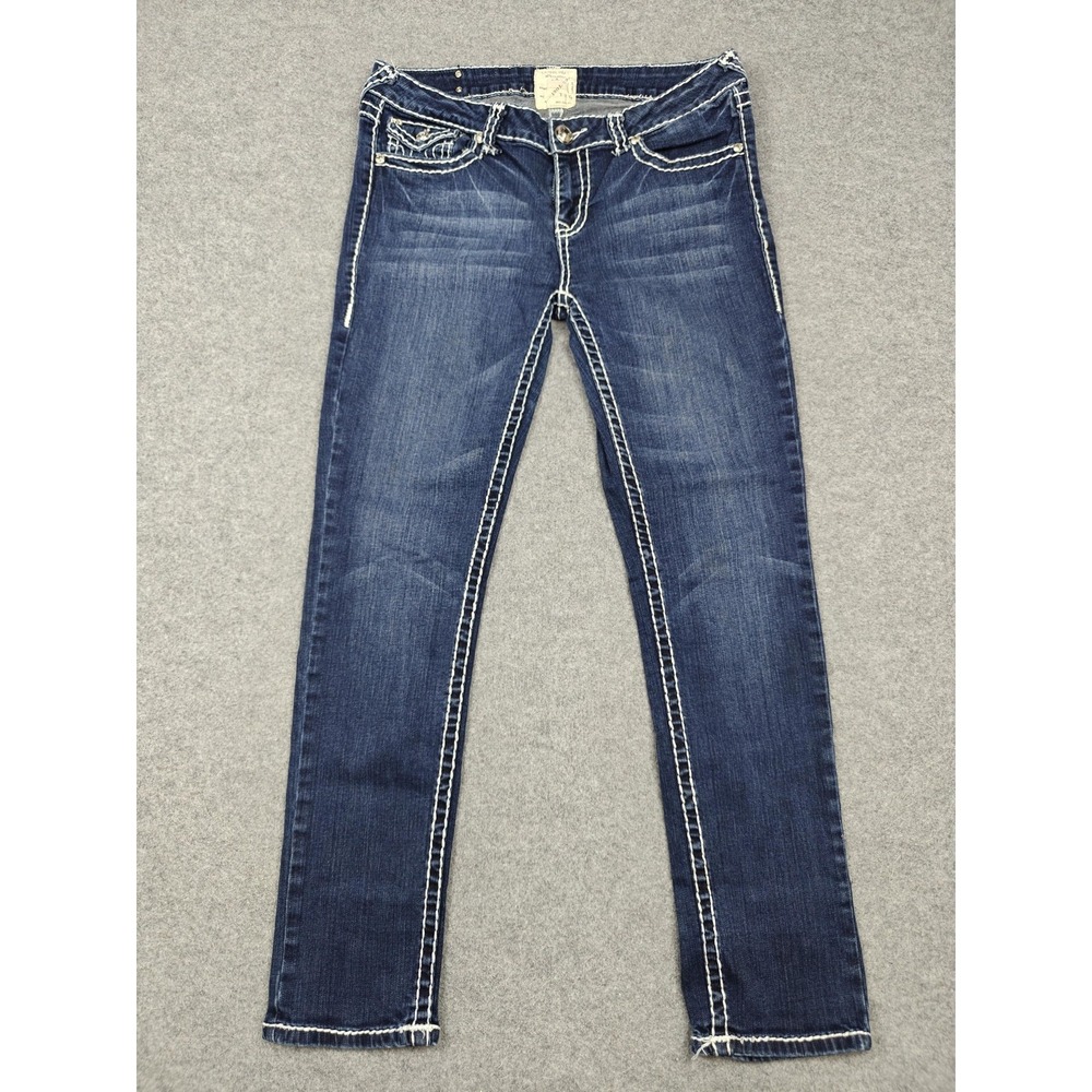 LA Idol USA Skinny Jeans Juniors 13 Blue Med Wash Rhinestone Stretch Denim